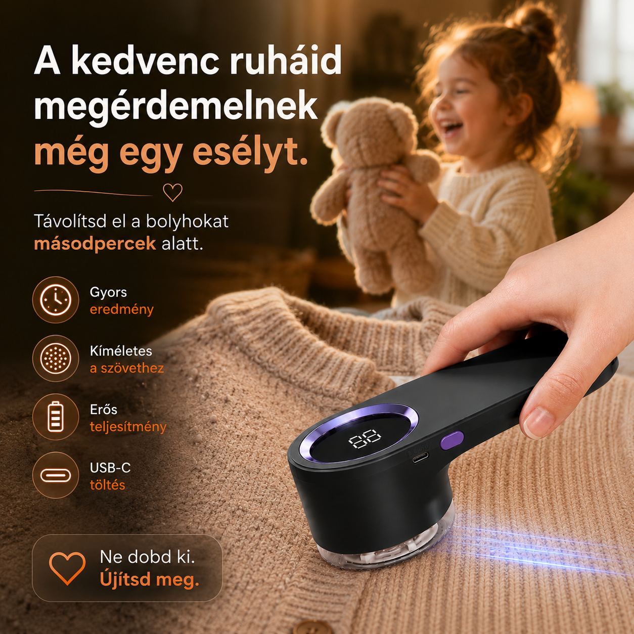 Bolyhmentesítő Ruhaborotva - Kényes Anyagokhoz és Pulóverekhez