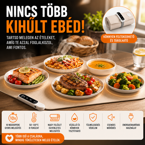 HeatFlow melegítő alátét – Nincs Több Kihűlt Étel!